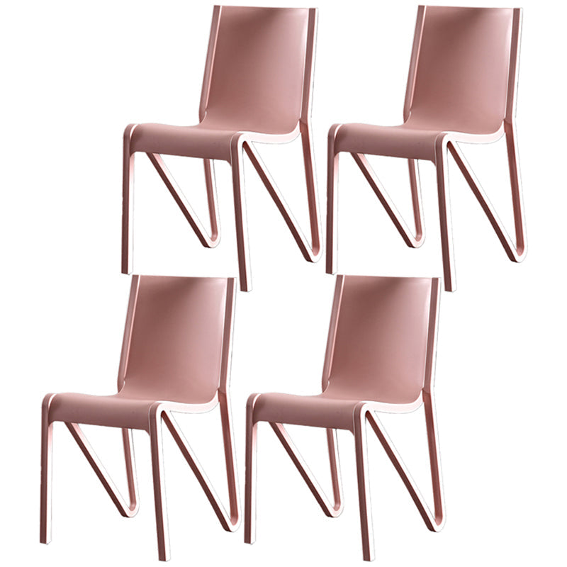 Modern Stackable Square Dining Chair Acrylic Dining Armless Chair for Kitchen Pink 4 Piece Set Clearhalo ' kitchen&dining_furn' 'Dining Chairs' 'Dining Tables & Seating' 'dining_chair' 'furn' 'furn_dining_chair' 'Furniture' 'furniture_dining_chair' 'Kitchen & Dining Furniture' 'kitchen' 3467608