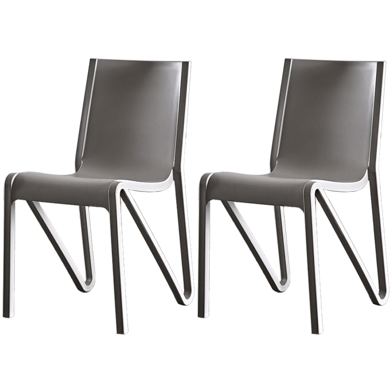Modern Stackable Square Dining Chair Acrylic Dining Armless Chair for Kitchen Grey 2 Piece Set Clearhalo ' kitchen&dining_furn' 'Dining Chairs' 'Dining Tables & Seating' 'dining_chair' 'furn' 'furn_dining_chair' 'Furniture' 'furniture_dining_chair' 'Kitchen & Dining Furniture' 'kitchen' 3467612