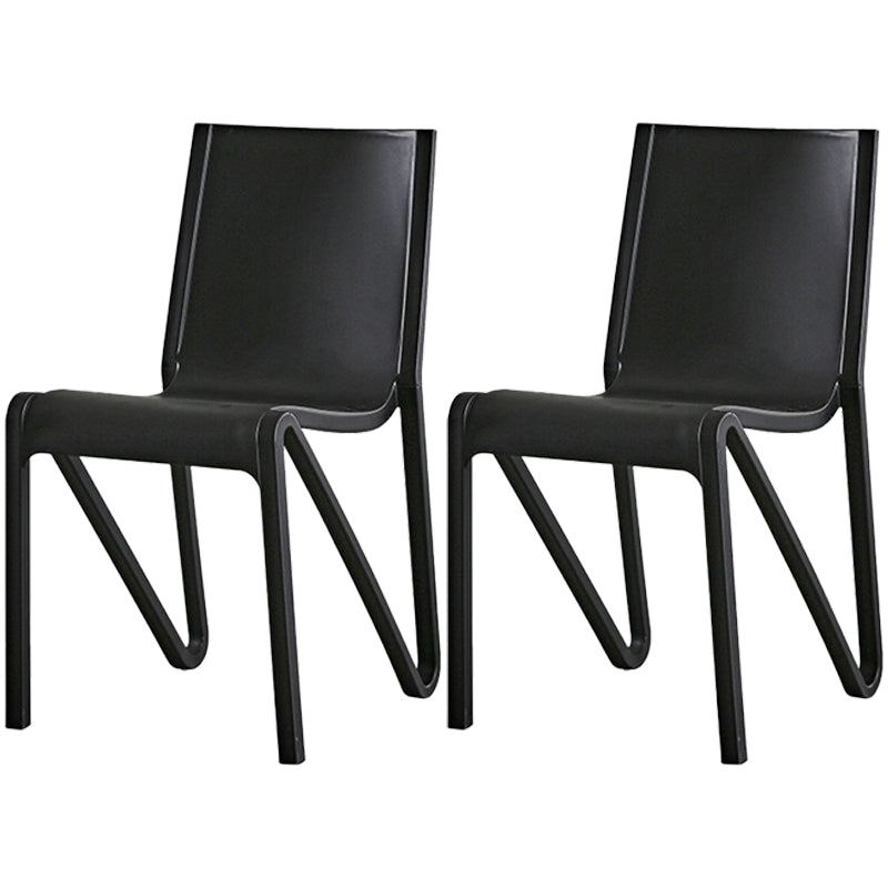 Modern Stackable Square Dining Chair Acrylic Dining Armless Chair for Kitchen Black 2 Piece Set Clearhalo ' kitchen&dining_furn' 'Dining Chairs' 'Dining Tables & Seating' 'dining_chair' 'furn' 'furn_dining_chair' 'Furniture' 'furniture_dining_chair' 'Kitchen & Dining Furniture' 'kitchen' 3467620