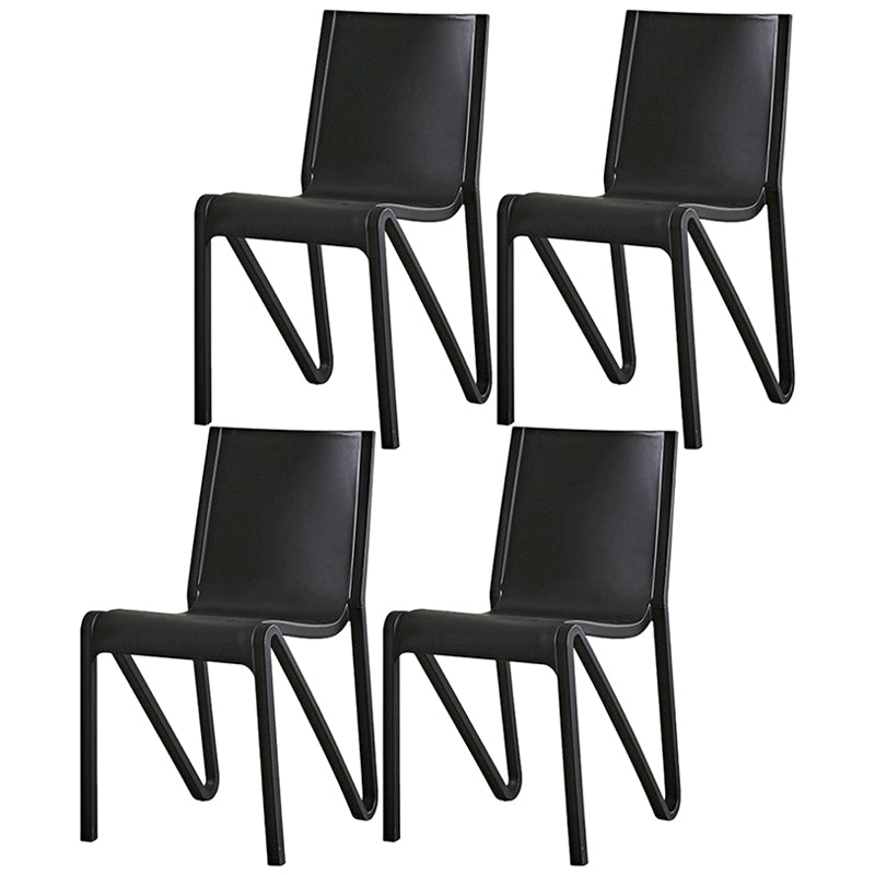 Modern Stackable Square Dining Chair Acrylic Dining Armless Chair for Kitchen Black 4 Piece Set Clearhalo ' kitchen&dining_furn' 'Dining Chairs' 'Dining Tables & Seating' 'dining_chair' 'furn' 'furn_dining_chair' 'Furniture' 'furniture_dining_chair' 'Kitchen & Dining Furniture' 'kitchen' 3467621