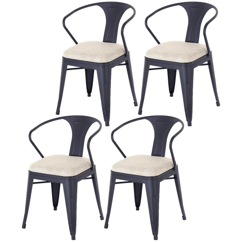 Industrial Dining Chair Slat Back Side Chair with Metal Legs for Home Use White Set of 4 Clearhalo ' kitchen&dining_furn' 'Dining Chairs' 'Dining Tables & Seating' 'dining_chair' 'Furniture' 'furniture_dining_chair' 'Kitchen & Dining Furniture' 'kitchen' 3467623