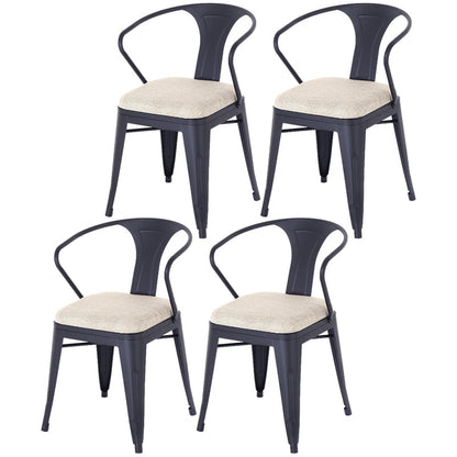 Industrial Dining Chair Slat Back Side Chair with Metal Legs for Home Use White Set of 4 Clearhalo ' kitchen&dining_furn' 'Dining Chairs' 'Dining Tables & Seating' 'dining_chair' 'Furniture' 'furniture_dining_chair' 'Kitchen & Dining Furniture' 'kitchen' 3467623