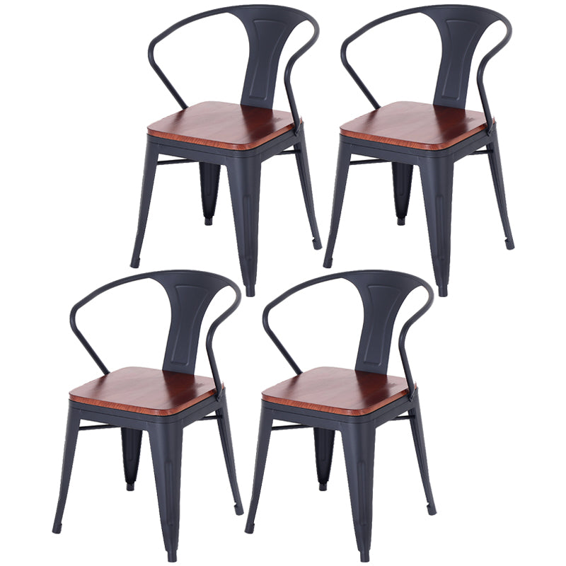 Industrial Dining Chair Slat Back Side Chair with Metal Legs for Home Use Brown Set of 4 Clearhalo ' kitchen&dining_furn' 'Dining Chairs' 'Dining Tables & Seating' 'dining_chair' 'Furniture' 'furniture_dining_chair' 'Kitchen & Dining Furniture' 'kitchen' 3467626