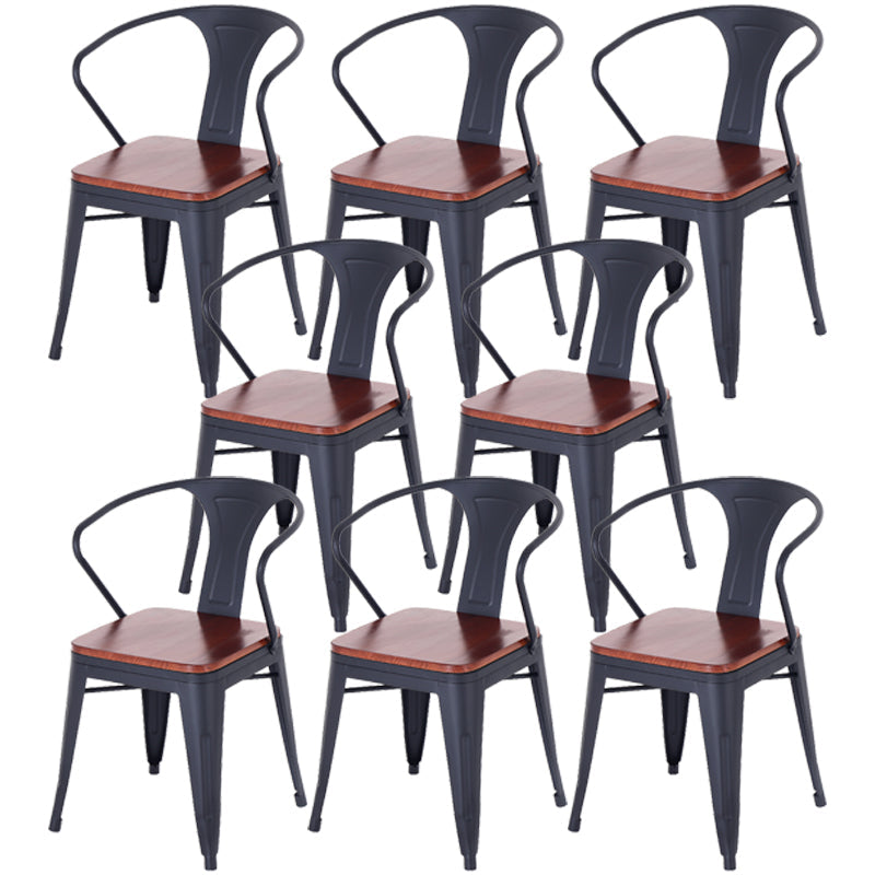 Industrial Dining Chair Slat Back Side Chair with Metal Legs for Home Use Brown Set of 8 Clearhalo ' kitchen&dining_furn' 'Dining Chairs' 'Dining Tables & Seating' 'dining_chair' 'Furniture' 'furniture_dining_chair' 'Kitchen & Dining Furniture' 'kitchen' 3467628