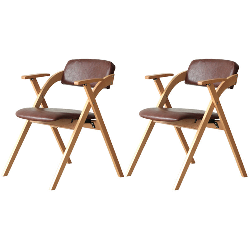 Nordic Style Wood Dining Room Chair Open Back Dining Side Chair for Home Use Red Leather Set of 2 Clearhalo ' kitchen&dining_furn' 'Dining Chairs' 'Dining Tables & Seating' 'dining_chair' 'Furniture' 'furniture_dining_chair' 'Kitchen & Dining Furniture' 'kitchen' 3467635