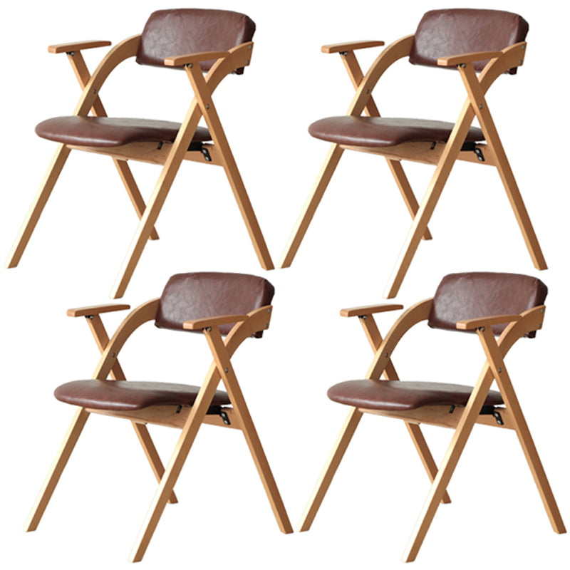 Nordic Style Wood Dining Room Chair Open Back Dining Side Chair for Home Use Red Leather Set of 4 Clearhalo ' kitchen&dining_furn' 'Dining Chairs' 'Dining Tables & Seating' 'dining_chair' 'Furniture' 'furniture_dining_chair' 'Kitchen & Dining Furniture' 'kitchen' 3467637