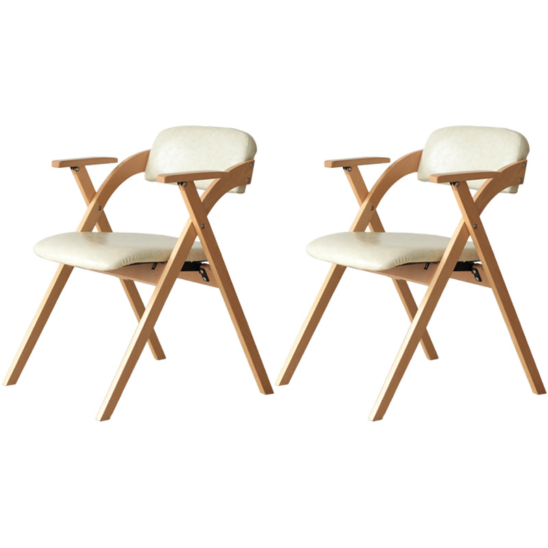Nordic Style Wood Dining Room Chair Open Back Dining Side Chair for Home Use Off-White Leather Set of 2 Clearhalo ' kitchen&dining_furn' 'Dining Chairs' 'Dining Tables & Seating' 'dining_chair' 'Furniture' 'furniture_dining_chair' 'Kitchen & Dining Furniture' 'kitchen' 3467661