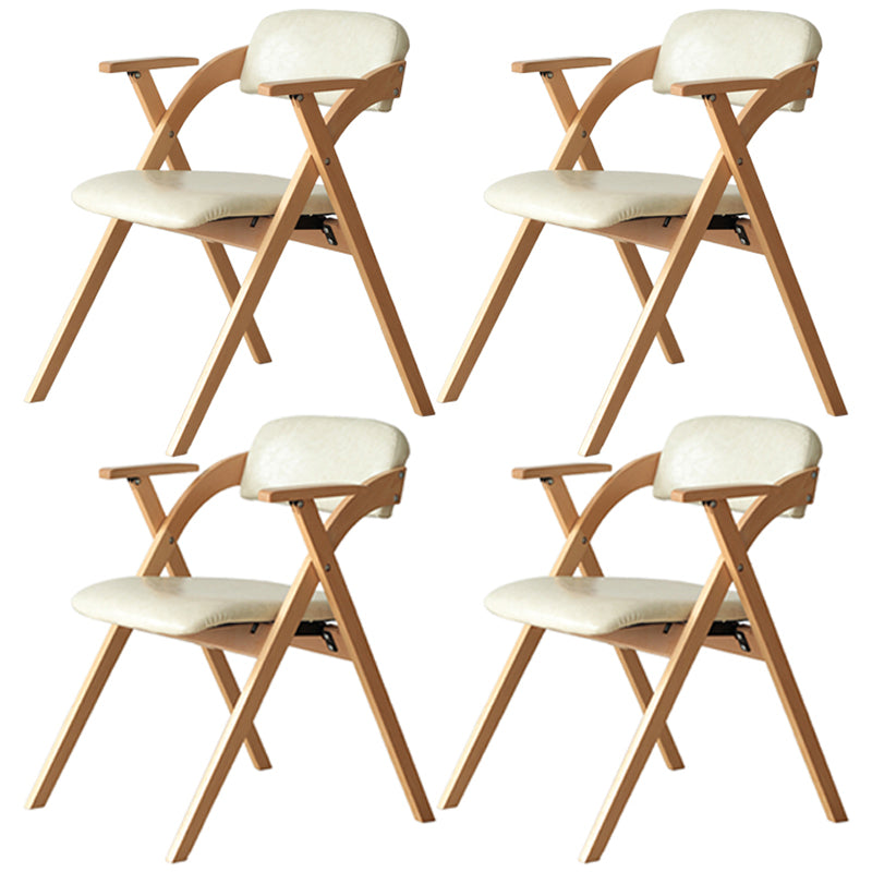 Nordic Style Wood Dining Room Chair Open Back Dining Side Chair for Home Use Off-White Leather Set of 4 Clearhalo ' kitchen&dining_furn' 'Dining Chairs' 'Dining Tables & Seating' 'dining_chair' 'Furniture' 'furniture_dining_chair' 'Kitchen & Dining Furniture' 'kitchen' 3467662