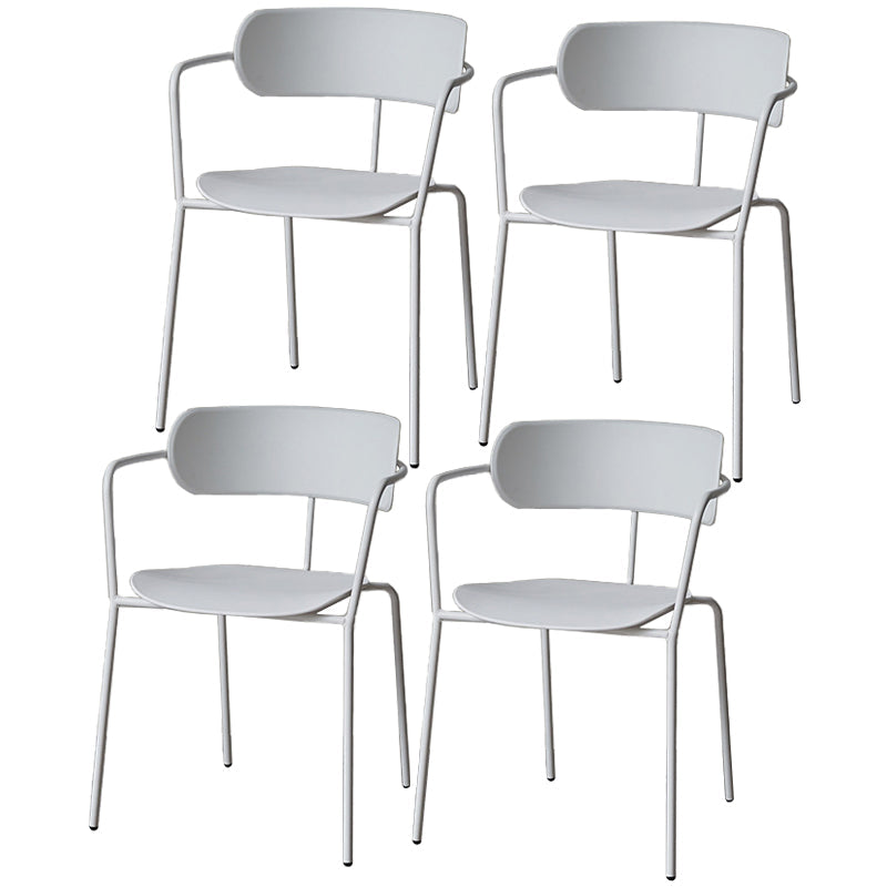 Industrial Opening Back Dining Arm Chair Kitchen Mental Dining Arm Chair White 4 Piece Set Clearhalo ' kitchen&dining_furn' 'Dining Chairs' 'Dining Tables & Seating' 'dining_chair' 'furn' 'furn_dining_chair' 'Furniture' 'furniture_dining_chair' 'Kitchen & Dining Furniture' 'kitchen' 3467670