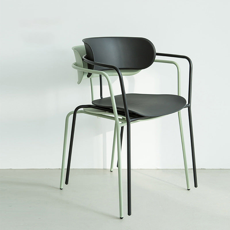 Industrial Opening Back Dining Arm Chair Kitchen Mental Dining Arm Chair Clearhalo ' kitchen&dining_furn' 'Dining Chairs' 'Dining Tables & Seating' 'dining_chair' 'furn' 'furn_dining_chair' 'Furniture' 'furniture_dining_chair' 'Kitchen & Dining Furniture' 'kitchen' 3467671