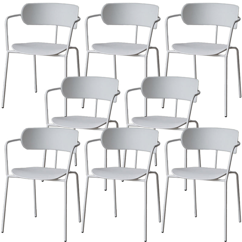 Industrial Opening Back Dining Arm Chair Kitchen Mental Dining Arm Chair White 8 Piece Set Clearhalo ' kitchen&dining_furn' 'Dining Chairs' 'Dining Tables & Seating' 'dining_chair' 'furn' 'furn_dining_chair' 'Furniture' 'furniture_dining_chair' 'Kitchen & Dining Furniture' 'kitchen' 3467672