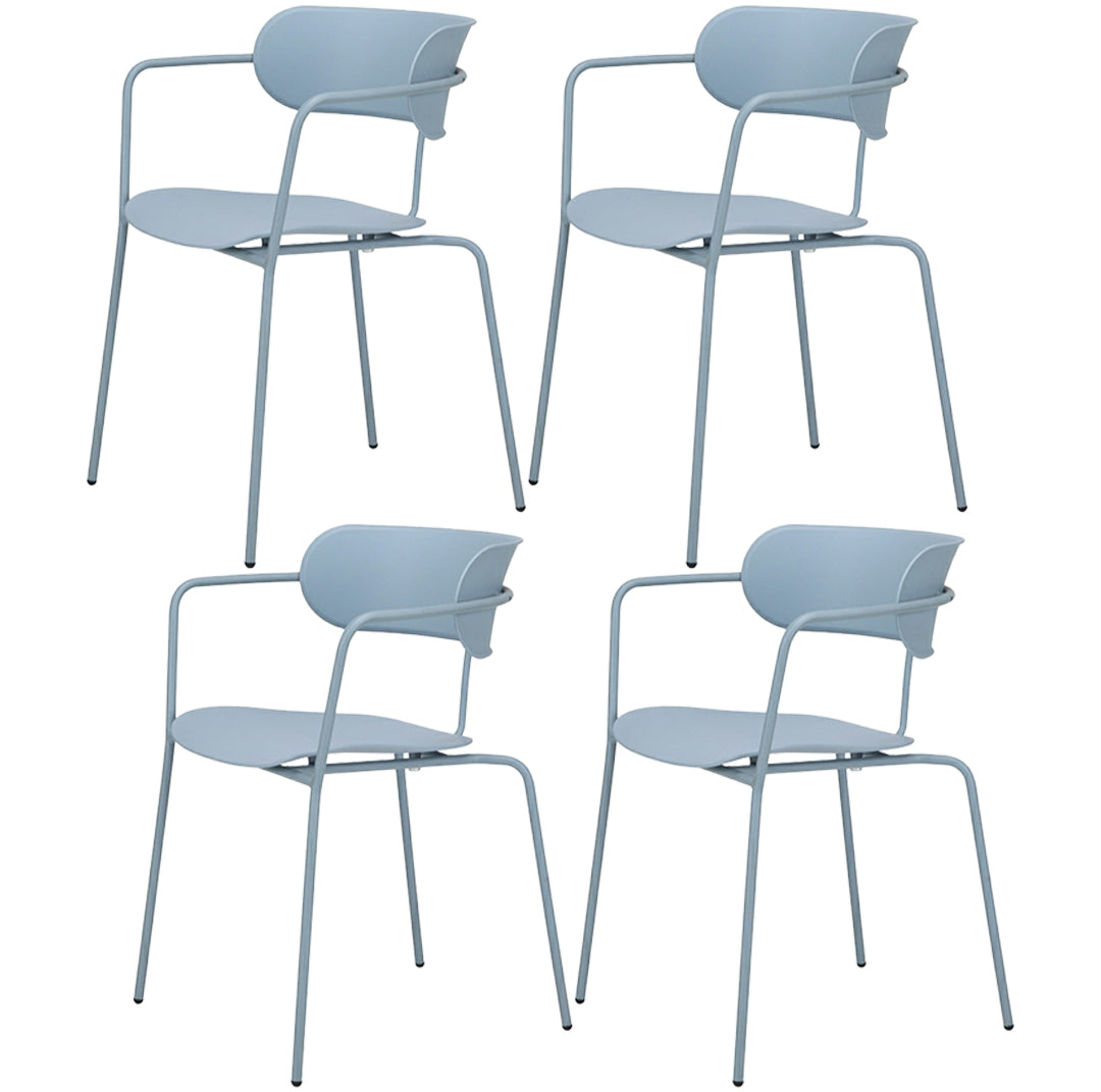 Industrial Opening Back Dining Arm Chair Kitchen Mental Dining Arm Chair Gray Blue 4 Piece Set Clearhalo ' kitchen&dining_furn' 'Dining Chairs' 'Dining Tables & Seating' 'dining_chair' 'furn' 'furn_dining_chair' 'Furniture' 'furniture_dining_chair' 'Kitchen & Dining Furniture' 'kitchen' 3467674