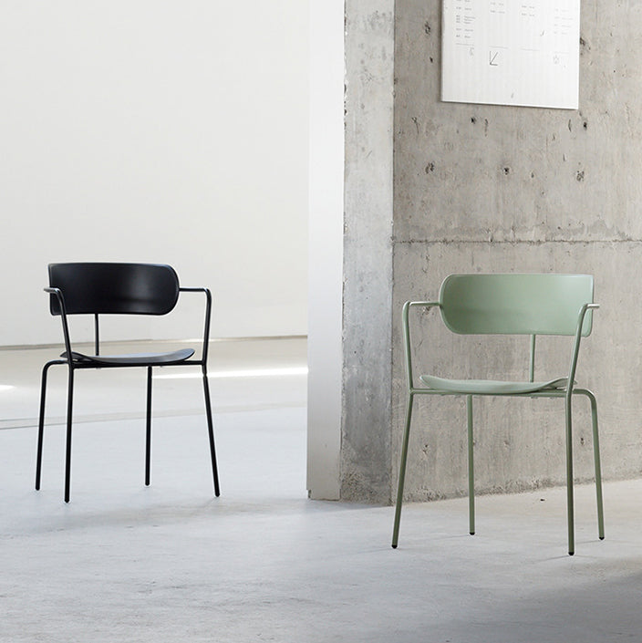 Industrial Opening Back Dining Arm Chair Kitchen Mental Dining Arm Chair Clearhalo ' kitchen&dining_furn' 'Dining Chairs' 'Dining Tables & Seating' 'dining_chair' 'furn' 'furn_dining_chair' 'Furniture' 'furniture_dining_chair' 'Kitchen & Dining Furniture' 'kitchen' 3467675