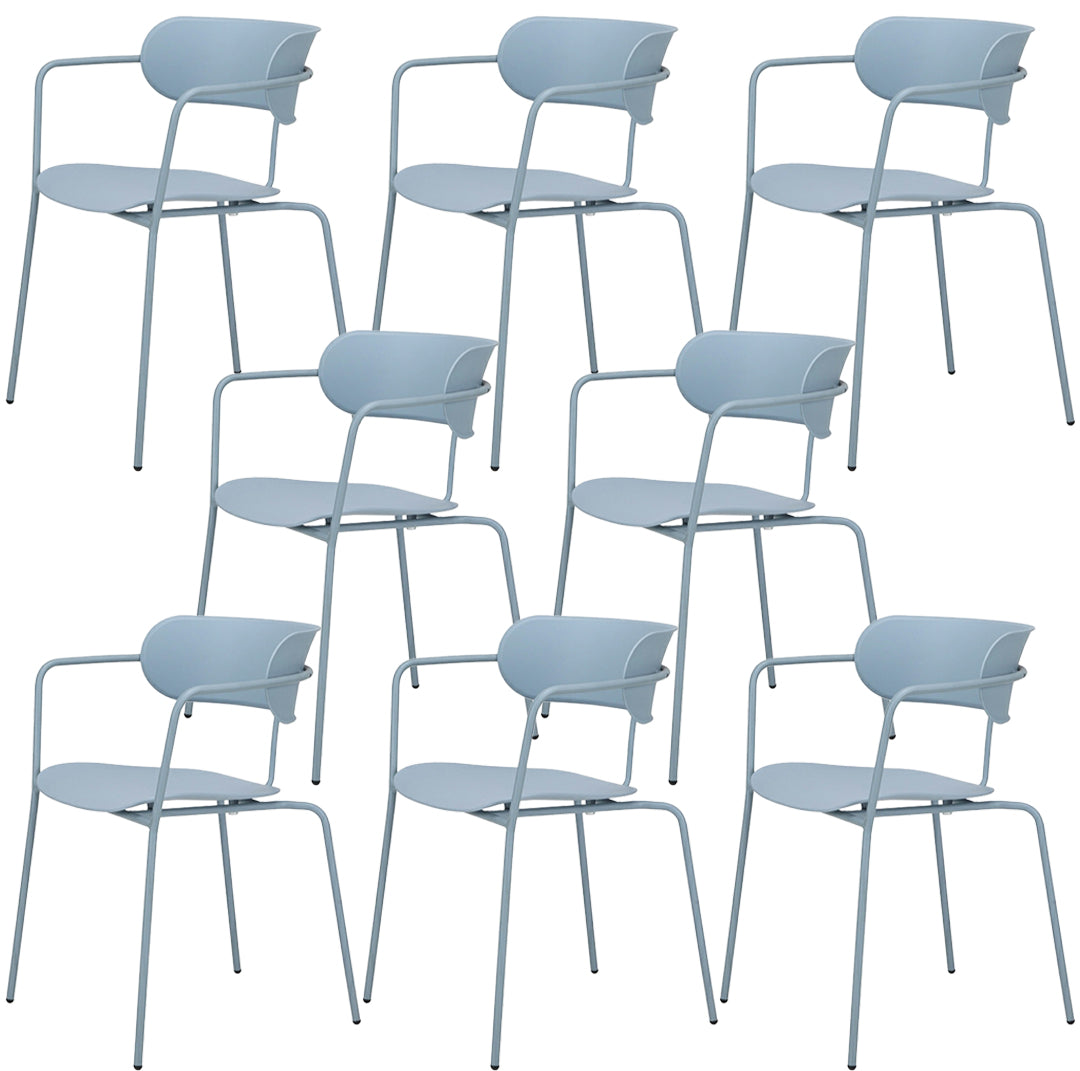 Industrial Opening Back Dining Arm Chair Kitchen Mental Dining Arm Chair Gray Blue 8 Piece Set Clearhalo ' kitchen&dining_furn' 'Dining Chairs' 'Dining Tables & Seating' 'dining_chair' 'furn' 'furn_dining_chair' 'Furniture' 'furniture_dining_chair' 'Kitchen & Dining Furniture' 'kitchen' 3467676