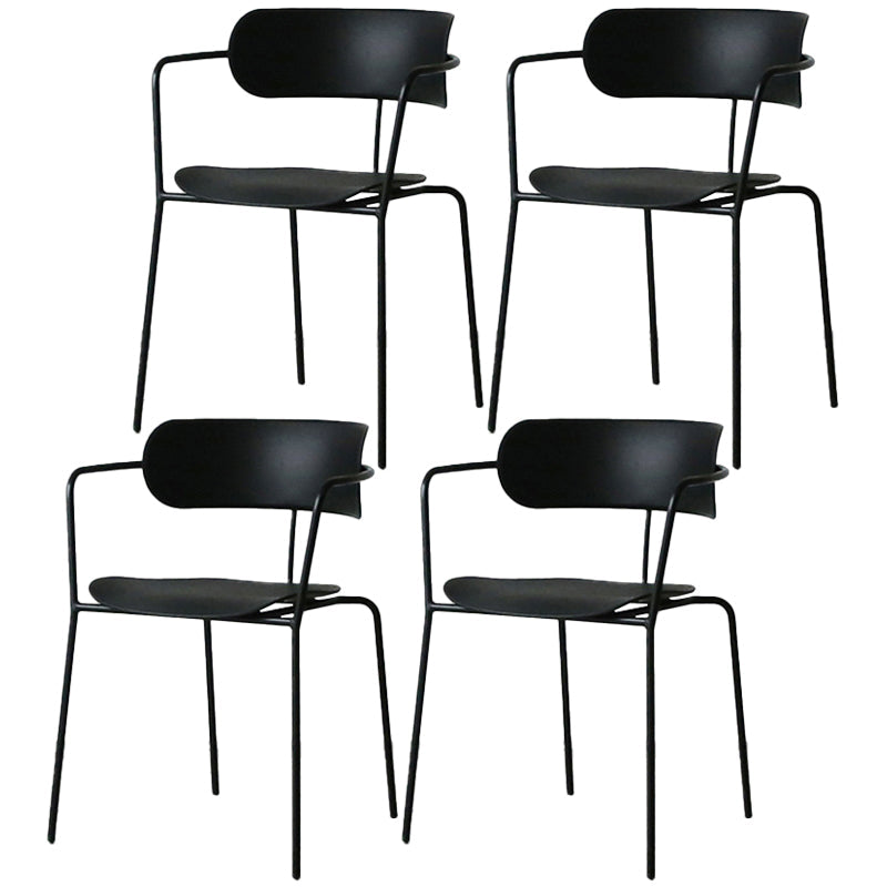Industrial Opening Back Dining Arm Chair Kitchen Mental Dining Arm Chair Black 4 Piece Set Clearhalo ' kitchen&dining_furn' 'Dining Chairs' 'Dining Tables & Seating' 'dining_chair' 'furn' 'furn_dining_chair' 'Furniture' 'furniture_dining_chair' 'Kitchen & Dining Furniture' 'kitchen' 3467678