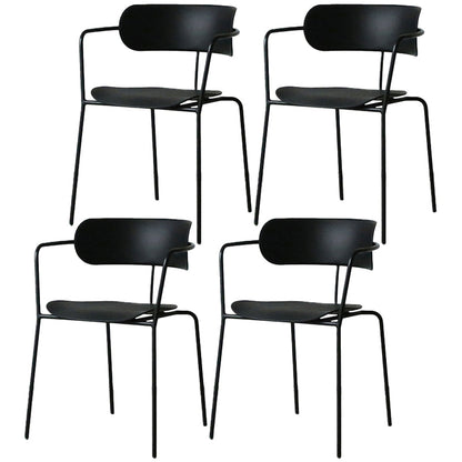 Industrial Opening Back Dining Arm Chair Kitchen Mental Dining Arm Chair Black 4 Piece Set Clearhalo ' kitchen&dining_furn' 'Dining Chairs' 'Dining Tables & Seating' 'dining_chair' 'furn' 'furn_dining_chair' 'Furniture' 'furniture_dining_chair' 'Kitchen & Dining Furniture' 'kitchen' 3467678