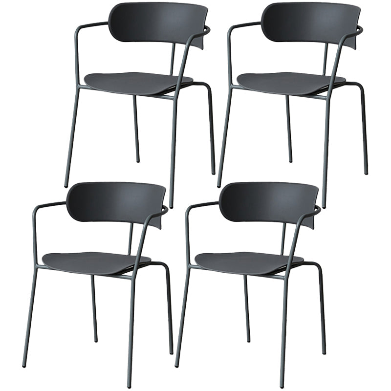 Industrial Opening Back Dining Arm Chair Kitchen Mental Dining Arm Chair Grey 4 Piece Set Clearhalo ' kitchen&dining_furn' 'Dining Chairs' 'Dining Tables & Seating' 'dining_chair' 'furn' 'furn_dining_chair' 'Furniture' 'furniture_dining_chair' 'Kitchen & Dining Furniture' 'kitchen' 3467681