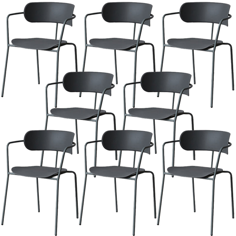 Industrial Opening Back Dining Arm Chair Kitchen Mental Dining Arm Chair Grey 8 Piece Set Clearhalo ' kitchen&dining_furn' 'Dining Chairs' 'Dining Tables & Seating' 'dining_chair' 'furn' 'furn_dining_chair' 'Furniture' 'furniture_dining_chair' 'Kitchen & Dining Furniture' 'kitchen' 3467683