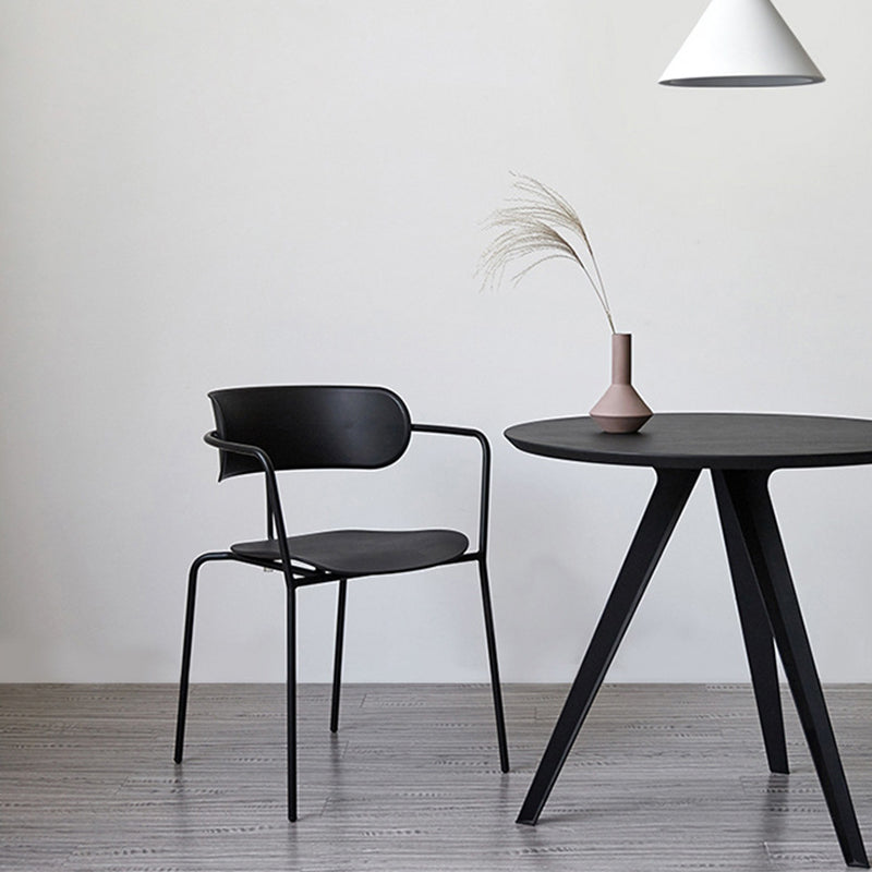 Industrial Opening Back Dining Arm Chair Kitchen Mental Dining Arm Chair Clearhalo ' kitchen&dining_furn' 'Dining Chairs' 'Dining Tables & Seating' 'dining_chair' 'furn' 'furn_dining_chair' 'Furniture' 'furniture_dining_chair' 'Kitchen & Dining Furniture' 'kitchen' 3467690