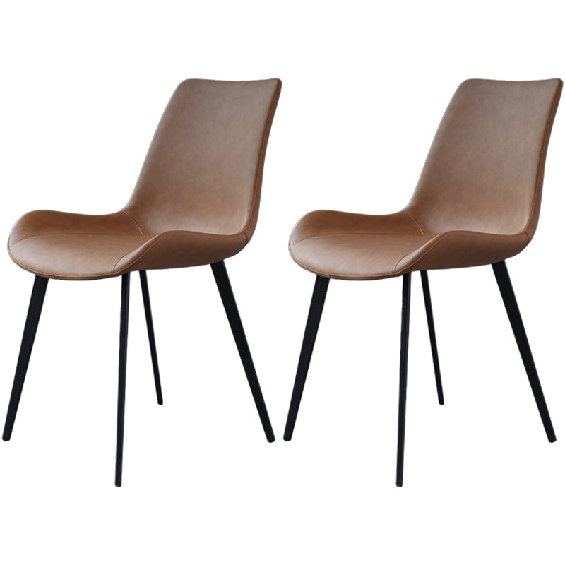 Contemporary Dining Chair of 16" Wide Sponge Upholstered Side Chair for Home Brown 2 Piece Set Clearhalo ' kitchen&dining_furn' 'Dining Chairs' 'Dining Tables & Seating' 'dining_chair' 'furn' 'furn_dining_chair' 'Furniture' 'furniture_dining_chair' 'Kitchen & Dining Furniture' 'kitchen' 3467706