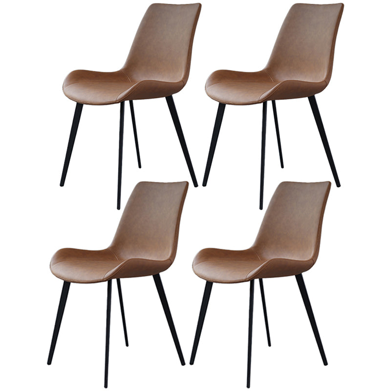 Contemporary Dining Chair of 16" Wide Sponge Upholstered Side Chair for Home Brown 4 Piece Set Clearhalo ' kitchen&dining_furn' 'Dining Chairs' 'Dining Tables & Seating' 'dining_chair' 'furn' 'furn_dining_chair' 'Furniture' 'furniture_dining_chair' 'Kitchen & Dining Furniture' 'kitchen' 3467708