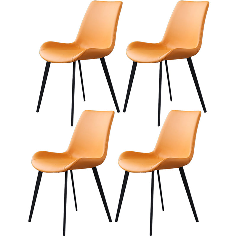 Contemporary Dining Chair of 16" Wide Sponge Upholstered Side Chair for Home Orange 4 Piece Set Clearhalo ' kitchen&dining_furn' 'Dining Chairs' 'Dining Tables & Seating' 'dining_chair' 'furn' 'furn_dining_chair' 'Furniture' 'furniture_dining_chair' 'Kitchen & Dining Furniture' 'kitchen' 3467717
