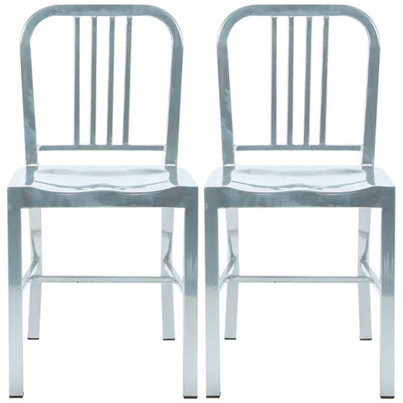 Industrial Dining Chair Windsor Back Side Chair with Metal Legs for Home Use Silver 2 Piece Set Clearhalo ' kitchen&dining_furn' 'Dining Chairs' 'Dining Tables & Seating' 'dining_chair' 'furn' 'furn_dining_chair' 'Furniture' 'furniture_dining_chair' 'Kitchen & Dining Furniture' 'kitchen' 3467740