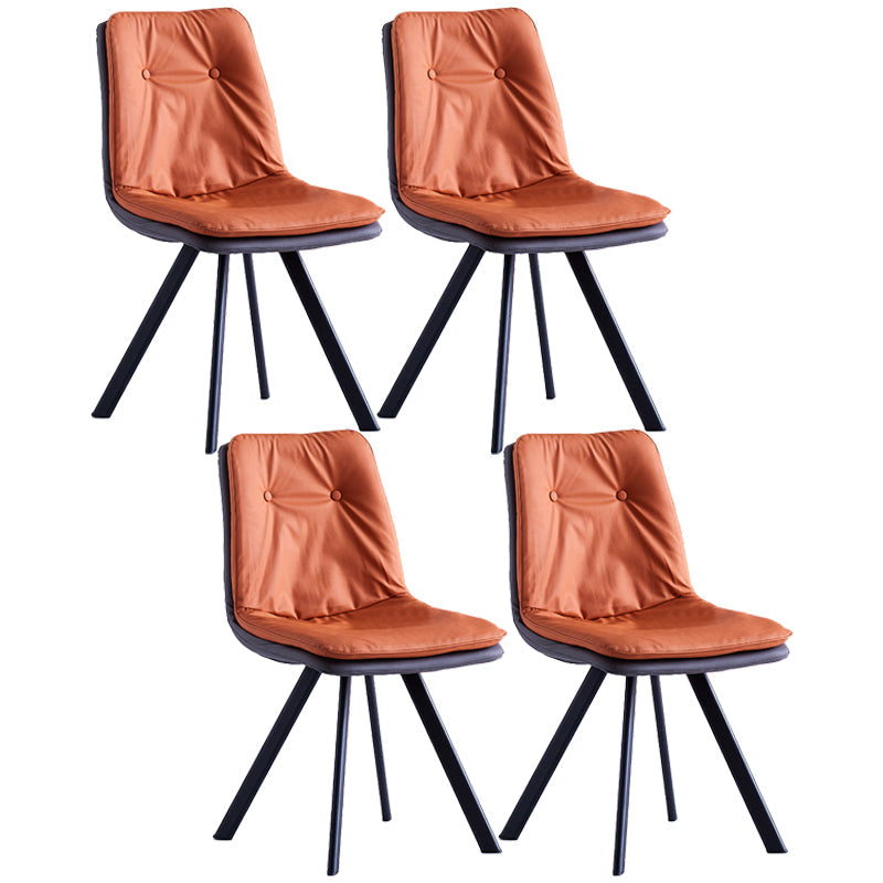 Leather Scandinavian Side Chair Upholstered Armless Dining Chairs with Metal Legs Orange 4 Piece Set Clearhalo ' kitchen&dining_furn' 'Dining Chairs' 'Dining Tables & Seating' 'dining_chair' 'furn' 'furn_dining_chair' 'Furniture' 'furniture_dining_chair' 'Kitchen & Dining Furniture' 'kitchen' 3467778