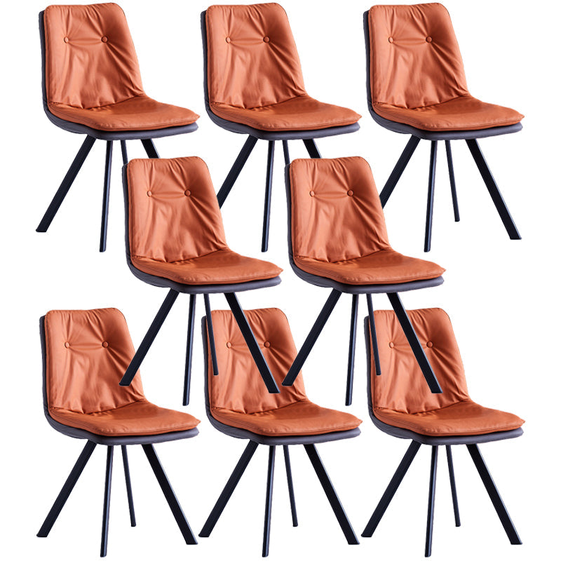 Leather Scandinavian Side Chair Upholstered Armless Dining Chairs with Metal Legs Orange 8 Piece Set Clearhalo ' kitchen&dining_furn' 'Dining Chairs' 'Dining Tables & Seating' 'dining_chair' 'furn' 'furn_dining_chair' 'Furniture' 'furniture_dining_chair' 'Kitchen & Dining Furniture' 'kitchen' 3467780