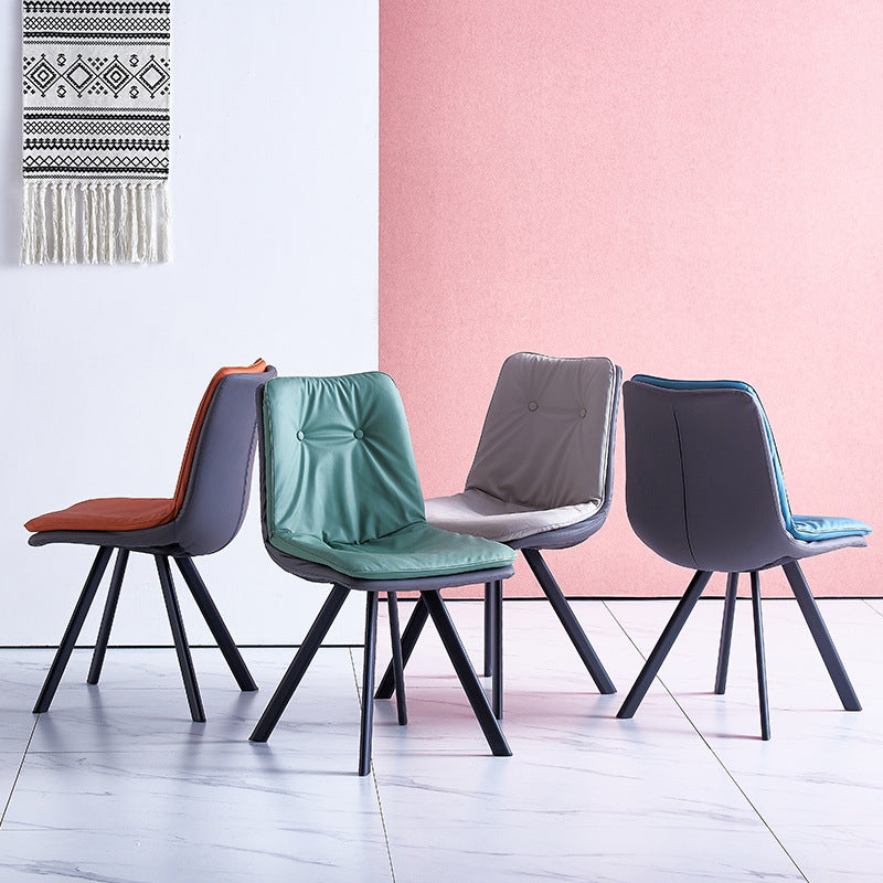 Leather Scandinavian Side Chair Upholstered Armless Dining Chairs with Metal Legs Clearhalo ' kitchen&dining_furn' 'Dining Chairs' 'Dining Tables & Seating' 'dining_chair' 'furn' 'furn_dining_chair' 'Furniture' 'furniture_dining_chair' 'Kitchen & Dining Furniture' 'kitchen' 3467782