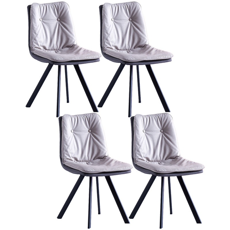 Leather Scandinavian Side Chair Upholstered Armless Dining Chairs with Metal Legs Grey 4 Piece Set Clearhalo ' kitchen&dining_furn' 'Dining Chairs' 'Dining Tables & Seating' 'dining_chair' 'furn' 'furn_dining_chair' 'Furniture' 'furniture_dining_chair' 'Kitchen & Dining Furniture' 'kitchen' 3467785