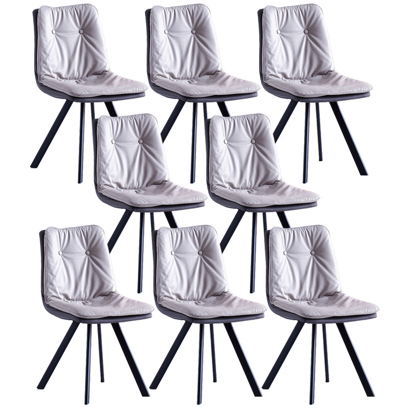 Leather Scandinavian Side Chair Upholstered Armless Dining Chairs with Metal Legs Grey 8 Piece Set Clearhalo ' kitchen&dining_furn' 'Dining Chairs' 'Dining Tables & Seating' 'dining_chair' 'furn' 'furn_dining_chair' 'Furniture' 'furniture_dining_chair' 'Kitchen & Dining Furniture' 'kitchen' 3467787