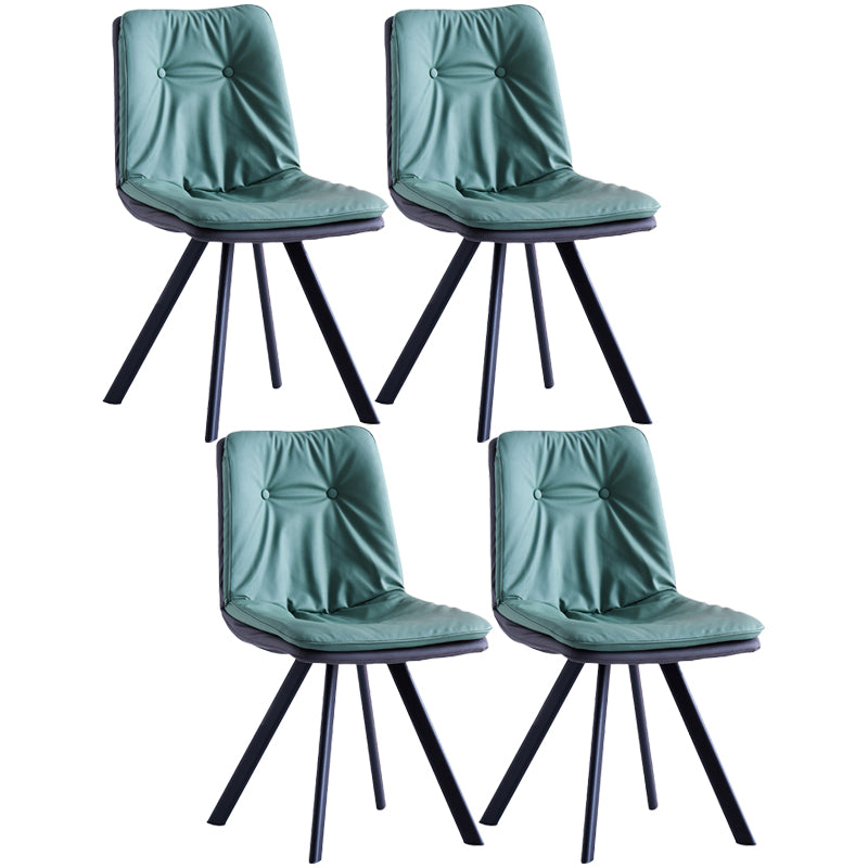 Leather Scandinavian Side Chair Upholstered Armless Dining Chairs with Metal Legs Green 4 Piece Set Clearhalo ' kitchen&dining_furn' 'Dining Chairs' 'Dining Tables & Seating' 'dining_chair' 'furn' 'furn_dining_chair' 'Furniture' 'furniture_dining_chair' 'Kitchen & Dining Furniture' 'kitchen' 3467789