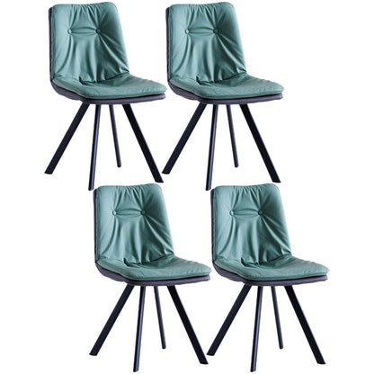 Leather Scandinavian Side Chair Upholstered Armless Dining Chairs with Metal Legs Green 4 Piece Set Clearhalo ' kitchen&dining_furn' 'Dining Chairs' 'Dining Tables & Seating' 'dining_chair' 'furn' 'furn_dining_chair' 'Furniture' 'furniture_dining_chair' 'Kitchen & Dining Furniture' 'kitchen' 3467789