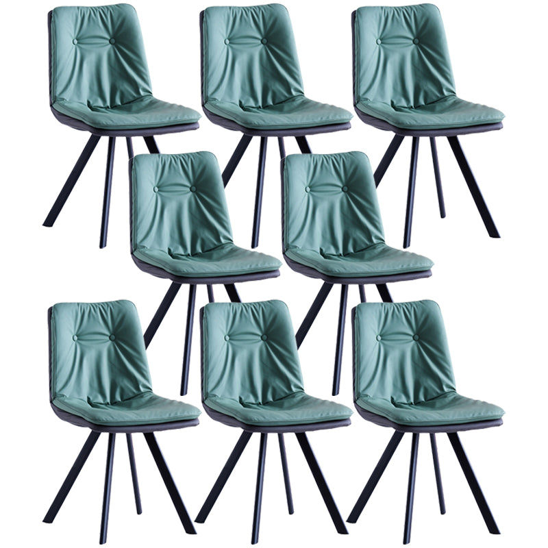 Leather Scandinavian Side Chair Upholstered Armless Dining Chairs with Metal Legs Green 8 Piece Set Clearhalo ' kitchen&dining_furn' 'Dining Chairs' 'Dining Tables & Seating' 'dining_chair' 'furn' 'furn_dining_chair' 'Furniture' 'furniture_dining_chair' 'Kitchen & Dining Furniture' 'kitchen' 3467791