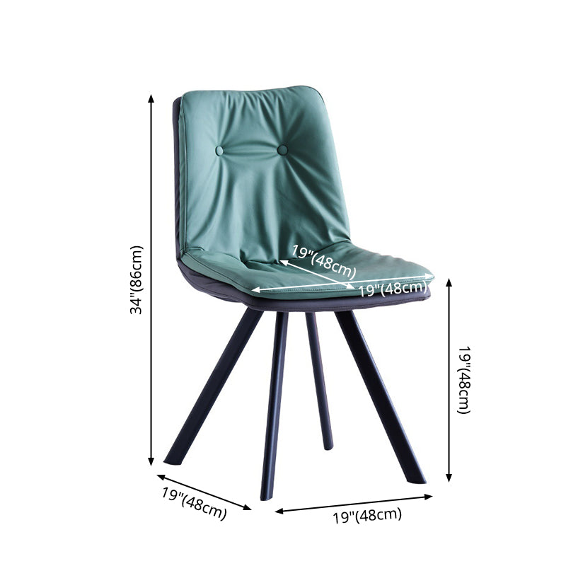 Leather Scandinavian Side Chair Upholstered Armless Dining Chairs with Metal Legs Clearhalo ' kitchen&dining_furn' 'Dining Chairs' 'Dining Tables & Seating' 'dining_chair' 'furn' 'furn_dining_chair' 'Furniture' 'furniture_dining_chair' 'Kitchen & Dining Furniture' 'kitchen' 3467793