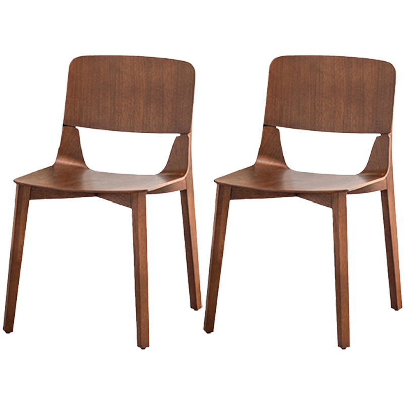 Contemporary Wood Dining Side Chair Open Back Dining Side Chair for Kitchen Walnut 2 Piece Set Clearhalo ' kitchen&dining_furn' 'Dining Chairs' 'Dining Tables & Seating' 'dining_chair' 'furn' 'furn_dining_chair' 'Furniture' 'furniture_dining_chair' 'Kitchen & Dining Furniture' 'kitchen' 3467800