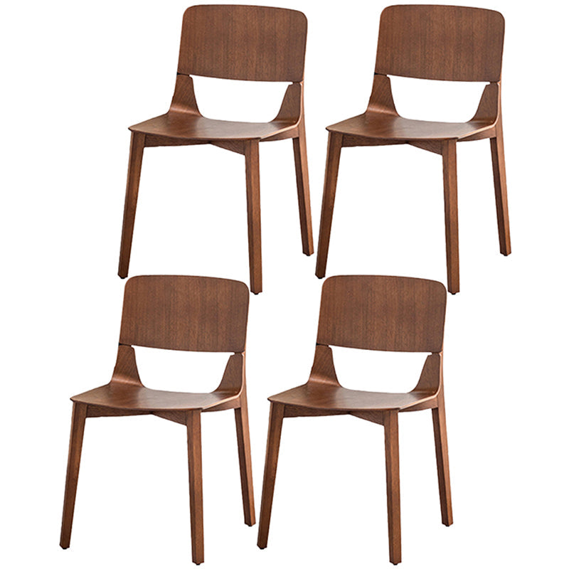Contemporary Wood Dining Side Chair Open Back Dining Side Chair for Kitchen Walnut 4 Piece Set Clearhalo ' kitchen&dining_furn' 'Dining Chairs' 'Dining Tables & Seating' 'dining_chair' 'furn' 'furn_dining_chair' 'Furniture' 'furniture_dining_chair' 'Kitchen & Dining Furniture' 'kitchen' 3467802