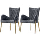 Leather and Velvet Dining Chairs Glam Style High Back Dining Arm Chair Grey 2 Piece Set Clearhalo ' kitchen&dining_furn' 'Dining Chairs' 'Dining Tables & Seating' 'dining_chair' 'furn' 'furn_dining_chair' 'Furniture' 'furniture_dining_chair' 'Kitchen & Dining Furniture' 'kitchen' 3467815