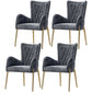 Leather and Velvet Dining Chairs Glam Style High Back Dining Arm Chair Grey 4 Piece Set Clearhalo ' kitchen&dining_furn' 'Dining Chairs' 'Dining Tables & Seating' 'dining_chair' 'furn' 'furn_dining_chair' 'Furniture' 'furniture_dining_chair' 'Kitchen & Dining Furniture' 'kitchen' 3467816