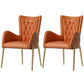 Leather and Velvet Dining Chairs Glam Style High Back Dining Arm Chair Orange 2 Piece Set Clearhalo ' kitchen&dining_furn' 'Dining Chairs' 'Dining Tables & Seating' 'dining_chair' 'furn' 'furn_dining_chair' 'Furniture' 'furniture_dining_chair' 'Kitchen & Dining Furniture' 'kitchen' 3467820