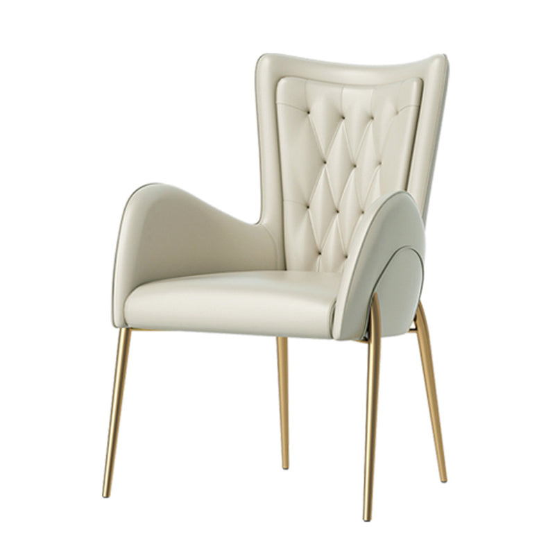 Leather and Velvet Dining Chairs Glam Style High Back Dining Arm Chair Clearhalo ' kitchen&dining_furn' 'Dining Chairs' 'Dining Tables & Seating' 'dining_chair' 'furn' 'furn_dining_chair' 'Furniture' 'furniture_dining_chair' 'Kitchen & Dining Furniture' 'kitchen' 3467821