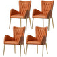 Leather and Velvet Dining Chairs Glam Style High Back Dining Arm Chair Orange 4 Piece Set Clearhalo ' kitchen&dining_furn' 'Dining Chairs' 'Dining Tables & Seating' 'dining_chair' 'furn' 'furn_dining_chair' 'Furniture' 'furniture_dining_chair' 'Kitchen & Dining Furniture' 'kitchen' 3467822