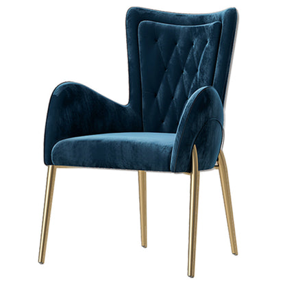 Leather and Velvet Dining Chairs Glam Style High Back Dining Arm Chair Blue 1 Piece Clearhalo ' kitchen&dining_furn' 'Dining Chairs' 'Dining Tables & Seating' 'dining_chair' 'furn' 'furn_dining_chair' 'Furniture' 'furniture_dining_chair' 'Kitchen & Dining Furniture' 'kitchen' 3467825