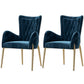 Leather and Velvet Dining Chairs Glam Style High Back Dining Arm Chair Blue 2 Piece Set Clearhalo ' kitchen&dining_furn' 'Dining Chairs' 'Dining Tables & Seating' 'dining_chair' 'furn' 'furn_dining_chair' 'Furniture' 'furniture_dining_chair' 'Kitchen & Dining Furniture' 'kitchen' 3467827