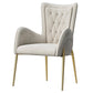 Leather and Velvet Dining Chairs Glam Style High Back Dining Arm Chair Off-White 1 Piece Clearhalo ' kitchen&dining_furn' 'Dining Chairs' 'Dining Tables & Seating' 'dining_chair' 'furn' 'furn_dining_chair' 'Furniture' 'furniture_dining_chair' 'Kitchen & Dining Furniture' 'kitchen' 3467829