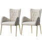 Leather and Velvet Dining Chairs Glam Style High Back Dining Arm Chair Off-White 2 Piece Set Clearhalo ' kitchen&dining_furn' 'Dining Chairs' 'Dining Tables & Seating' 'dining_chair' 'furn' 'furn_dining_chair' 'Furniture' 'furniture_dining_chair' 'Kitchen & Dining Furniture' 'kitchen' 3467830