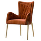 Leather and Velvet Dining Chairs Glam Style High Back Dining Arm Chair Orange 1 Piece Clearhalo ' kitchen&dining_furn' 'Dining Chairs' 'Dining Tables & Seating' 'dining_chair' 'furn' 'furn_dining_chair' 'Furniture' 'furniture_dining_chair' 'Kitchen & Dining Furniture' 'kitchen' 3467832