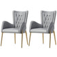 Leather and Velvet Dining Chairs Glam Style High Back Dining Arm Chair Silver Gray 2 Piece Set Clearhalo ' kitchen&dining_furn' 'Dining Chairs' 'Dining Tables & Seating' 'dining_chair' 'furn' 'furn_dining_chair' 'Furniture' 'furniture_dining_chair' 'Kitchen & Dining Furniture' 'kitchen' 3467836