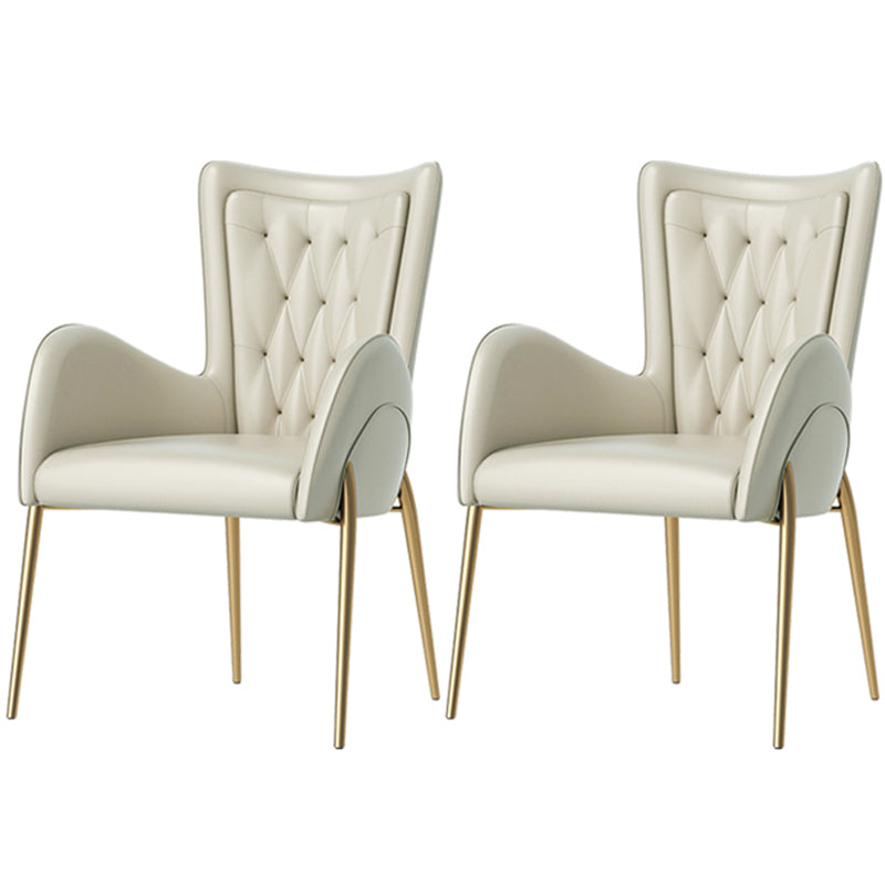Leather and Velvet Dining Chairs Glam Style High Back Dining Arm Chair White 2 Piece Set Clearhalo ' kitchen&dining_furn' 'Dining Chairs' 'Dining Tables & Seating' 'dining_chair' 'furn' 'furn_dining_chair' 'Furniture' 'furniture_dining_chair' 'Kitchen & Dining Furniture' 'kitchen' 3467838